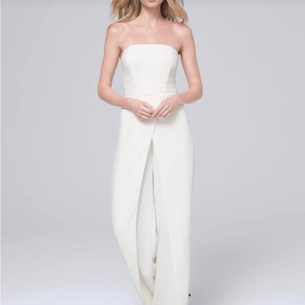 White House Black Market White Strapless Jumpsuit